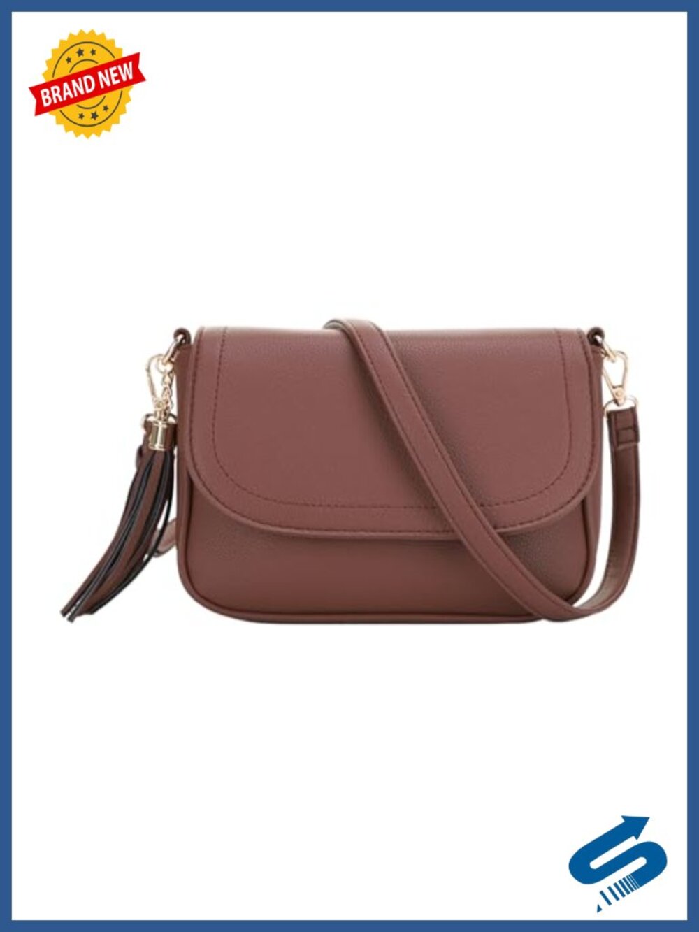 Small Vegan Leather Flap Saddle Crossbody Purse with Tassel